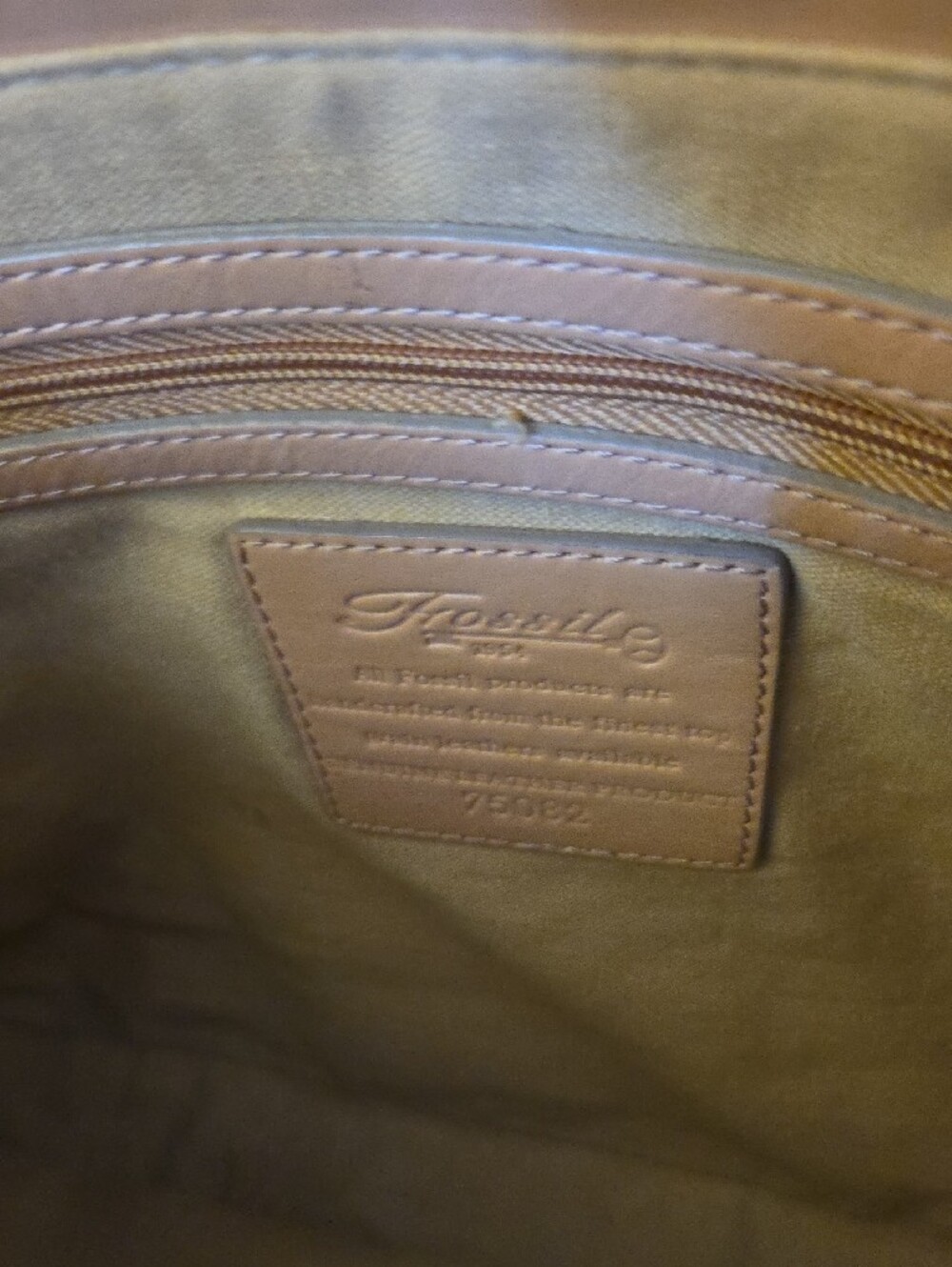 Fossil Woven Leather Tote Bag in Tan - Picture 7 of 11